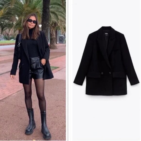 NWT Zara black oversized double breasted blazer - Picture 5 of 7